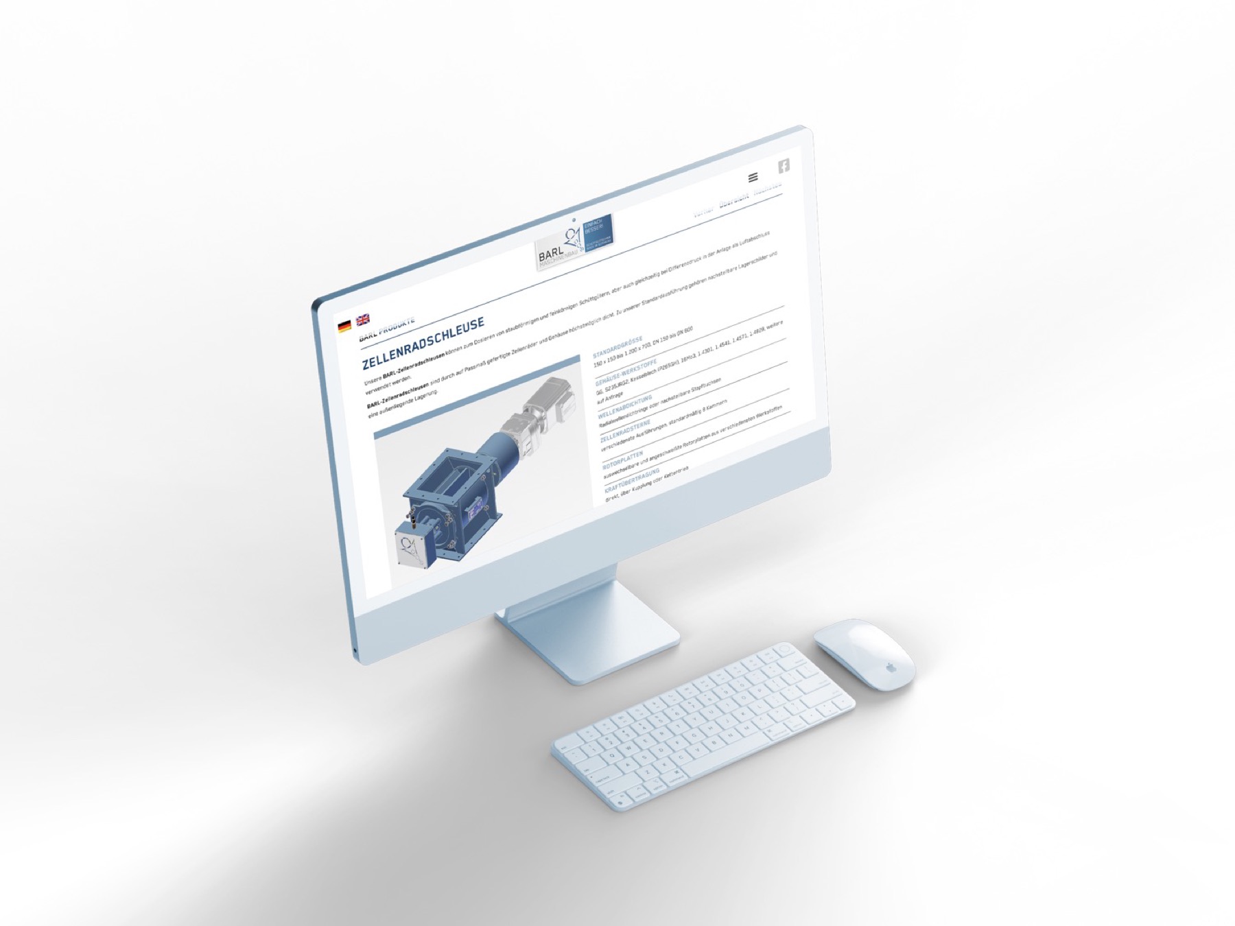 Barl Maschinenbau, Dreisprachige Website für Schüttguttechnik, Bild 1 von 3