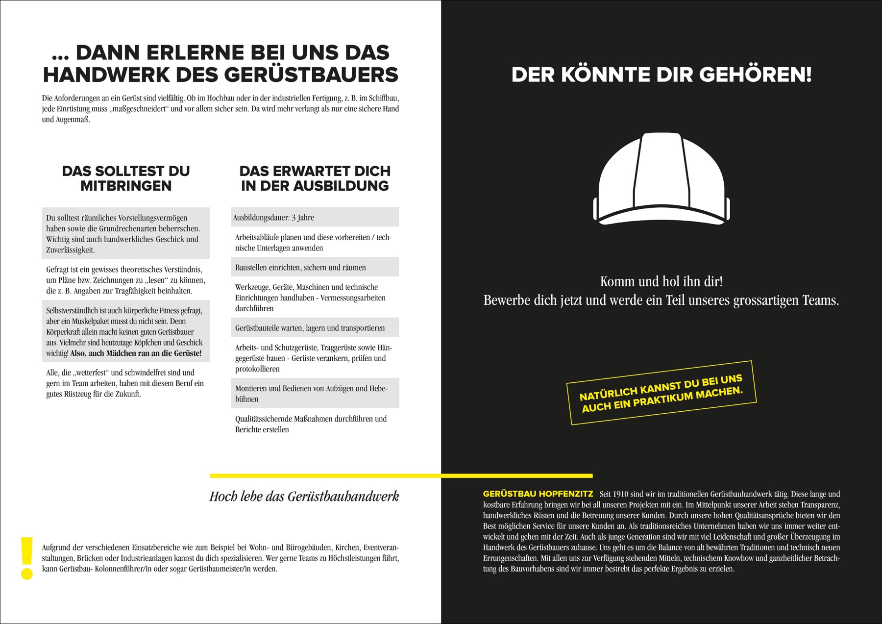 Gerüstbau Hopfenzitz, Auftritt und Personalsuche für einen Gerüstbauer, Bild 4 von 7