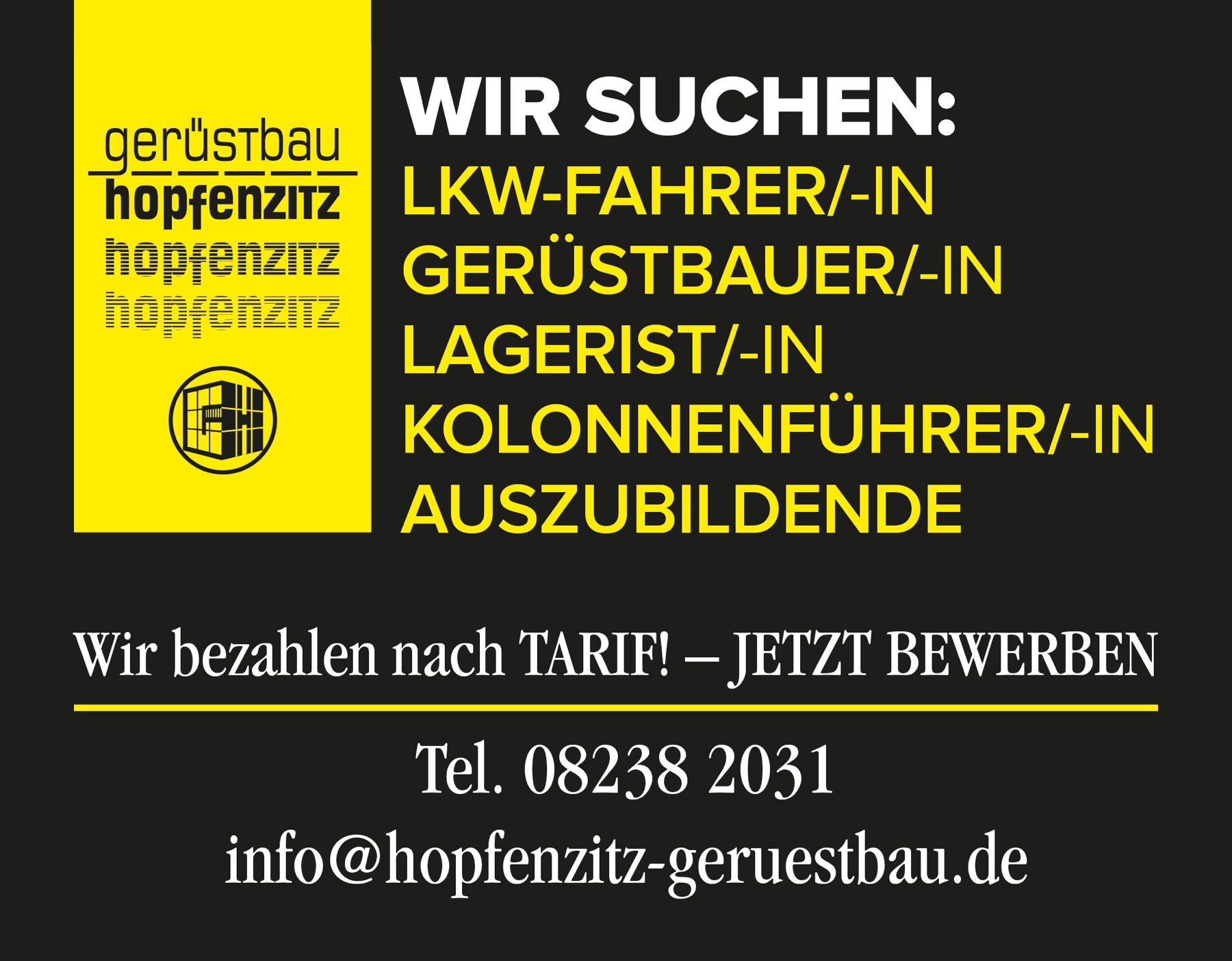 Gerüstbau Hopfenzitz, Auftritt und Personalsuche für einen Gerüstbauer, Bild 5 von 7