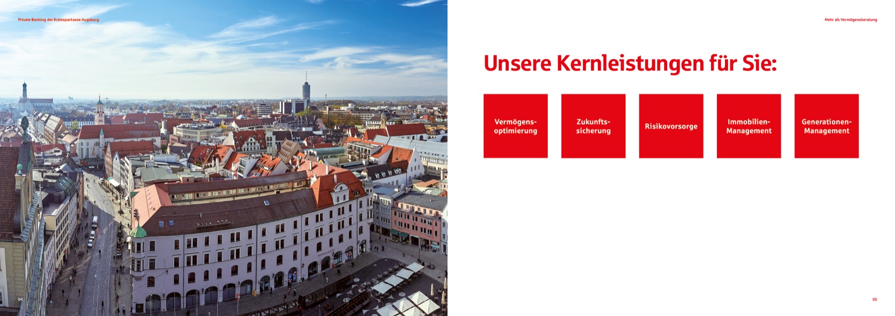 Kreissparkasse, Broschüren für Bank- und Finanzdienstleistungen in der Region Augsburg