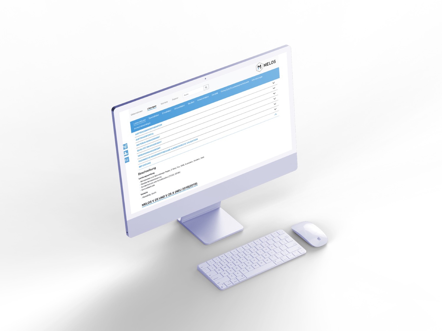 Melos, Website für einen Hersteller von Laborsoftware, Bild 2 von 4