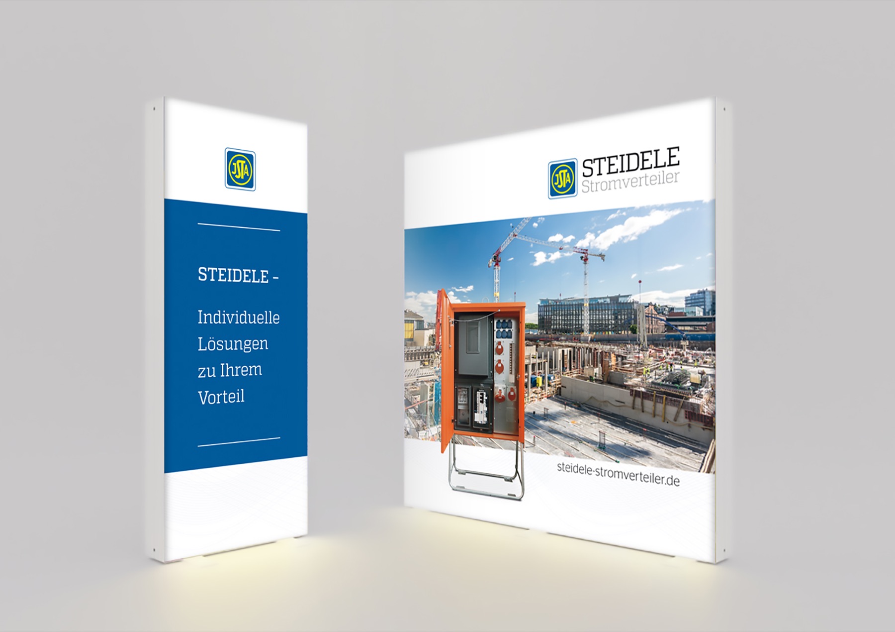 Steidele Stromverteiler, Katalog, Anzeigen und Messestand für Baustromverteiler, Bild 1 von 11