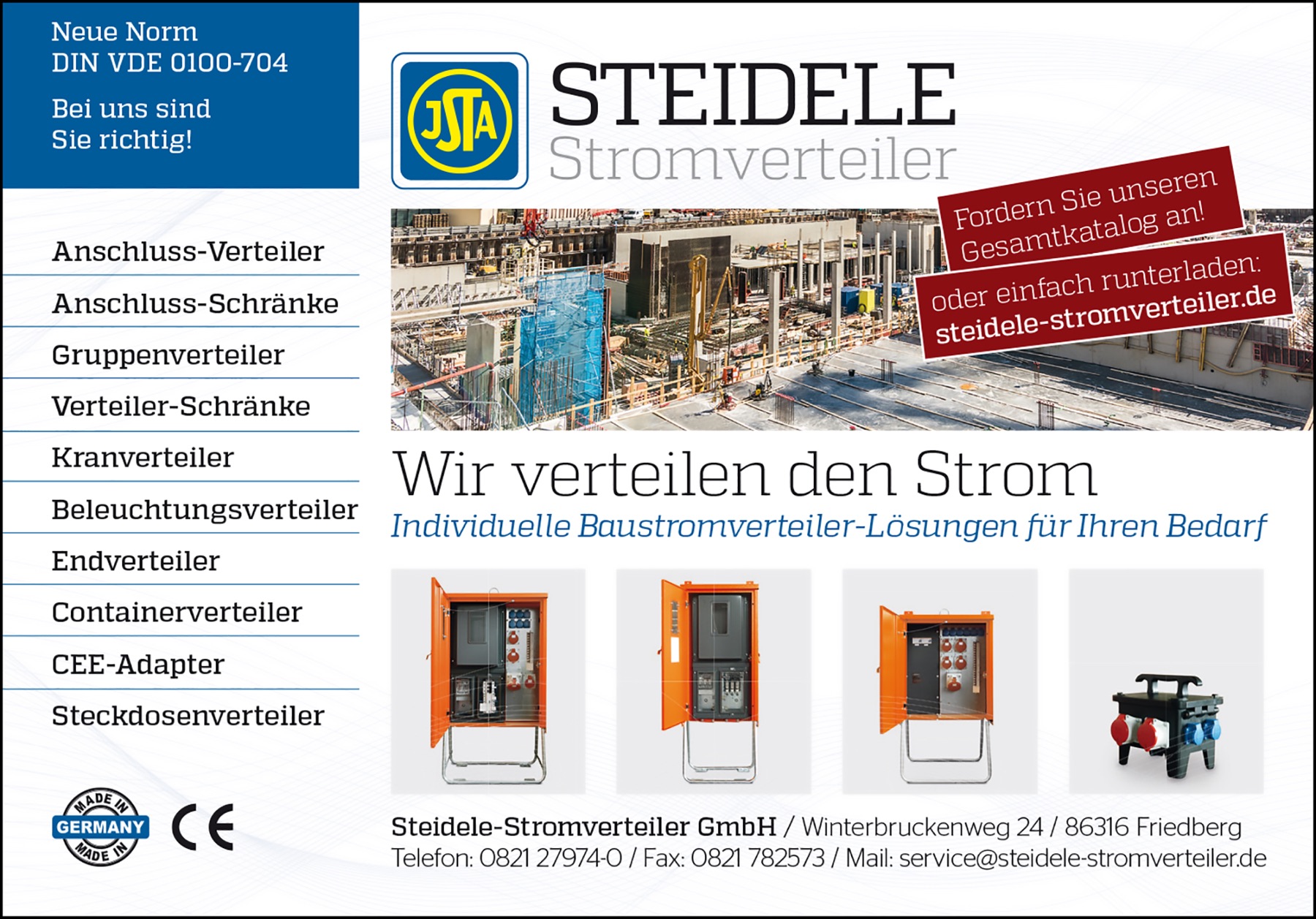 Steidele Stromverteiler, Katalog, Anzeigen und Messestand für Baustromverteiler, Bild 10 von 11