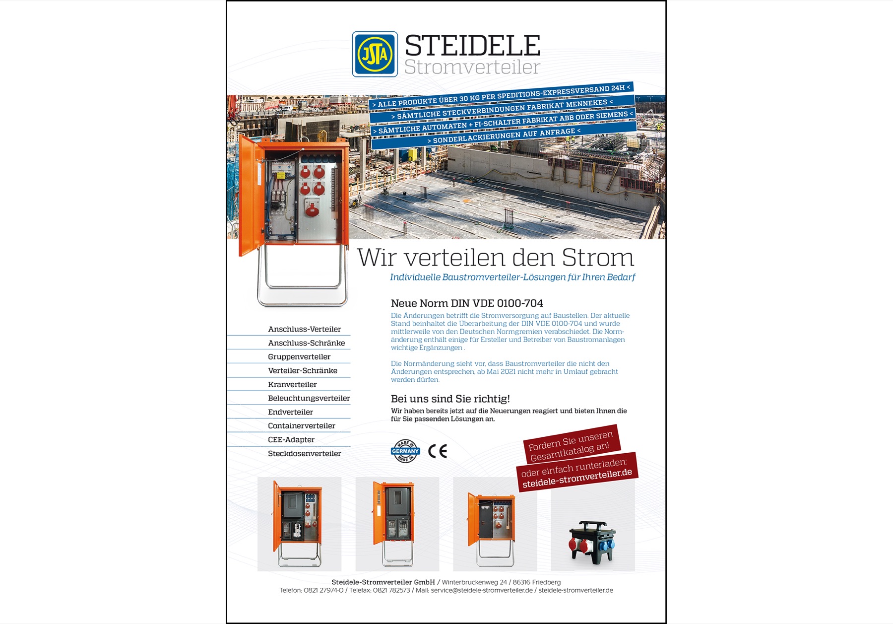 Steidele Stromverteiler, Katalog, Anzeigen und Messestand für Baustromverteiler, Bild 11 von 11