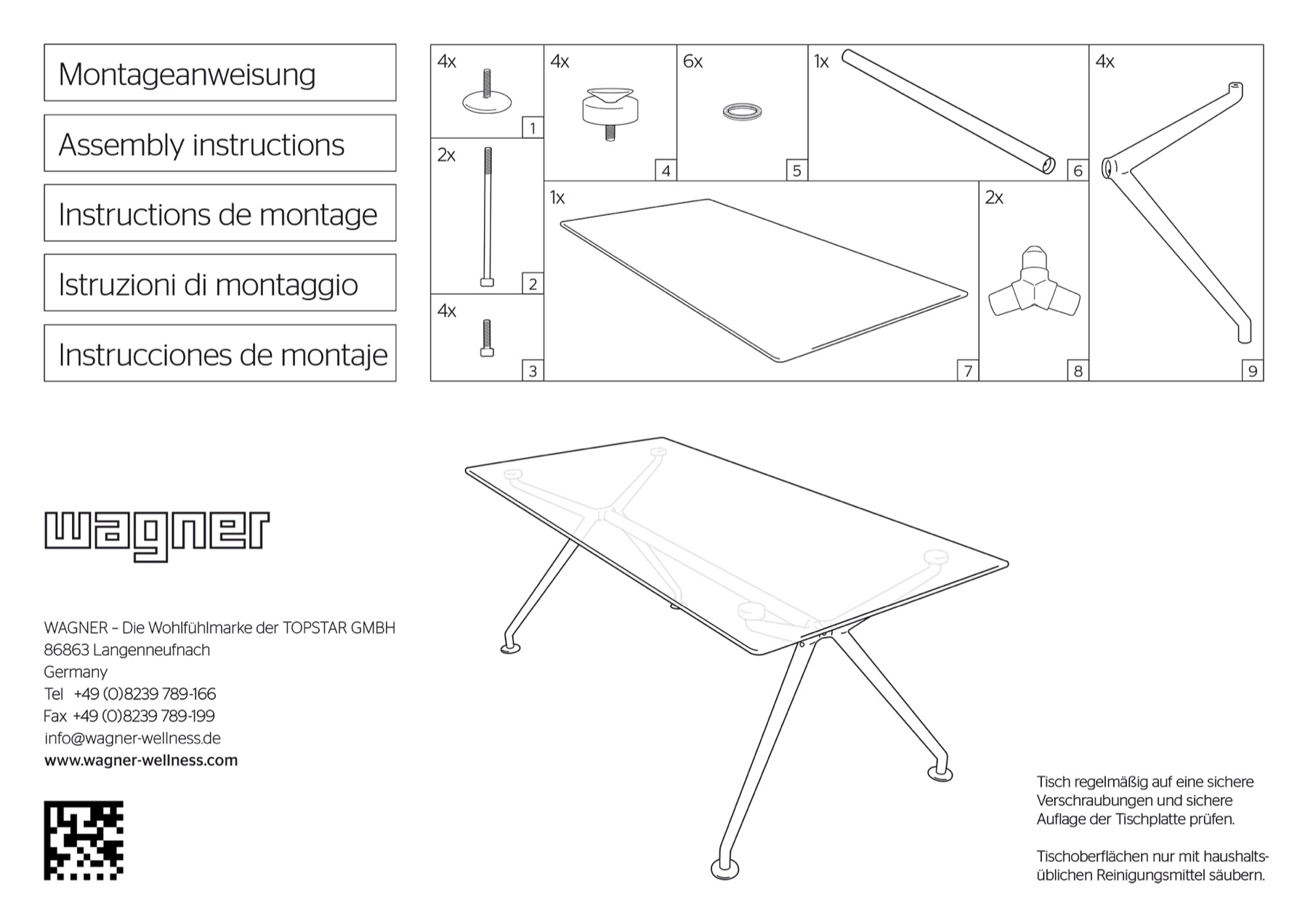 Wagner, Bedienungs- und Montageanleitungen für ergonomische Sitzmöbel, Bild 2 von 2