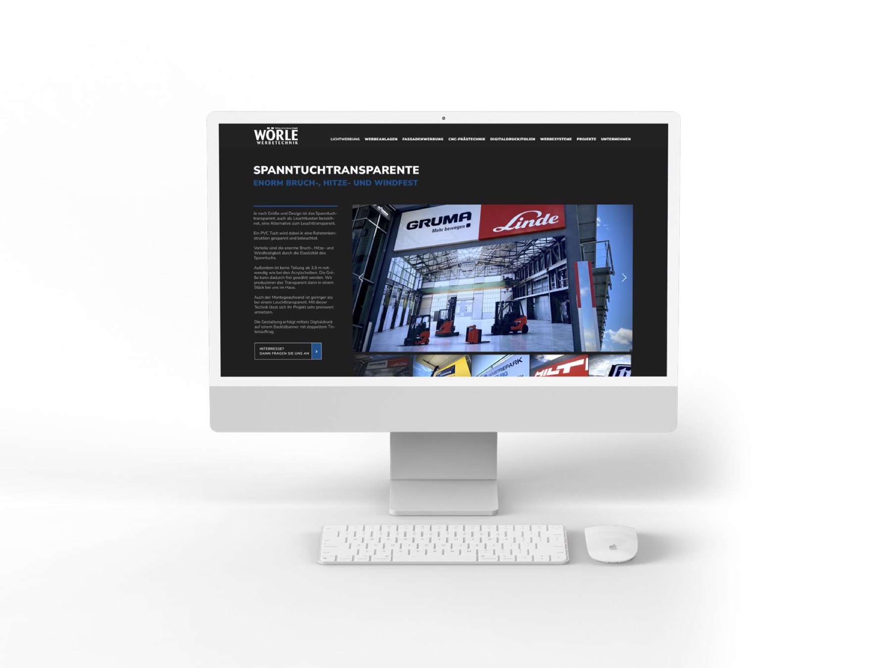 Wörle und Lewang, Website für Werbetechnik mit eigener Fertigung und Montage, Bild 3 von 4